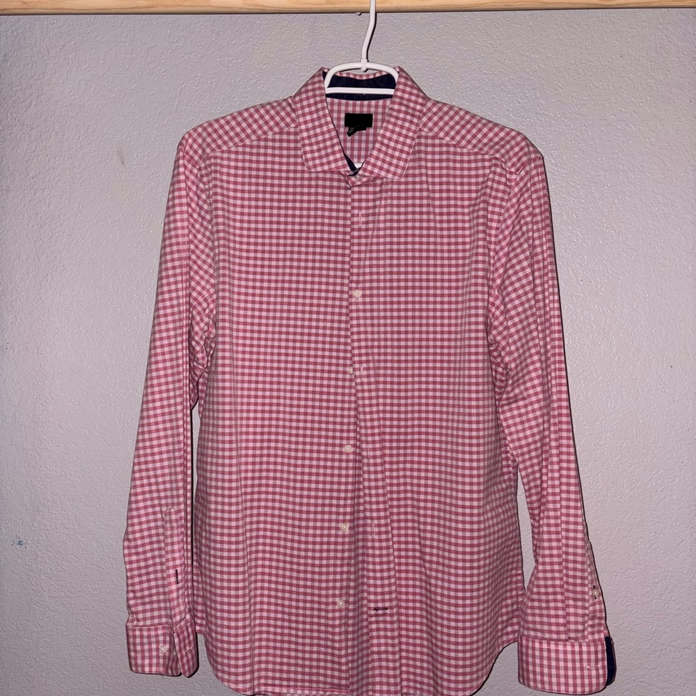 H&M Pink and White Casual Button Down Shirt